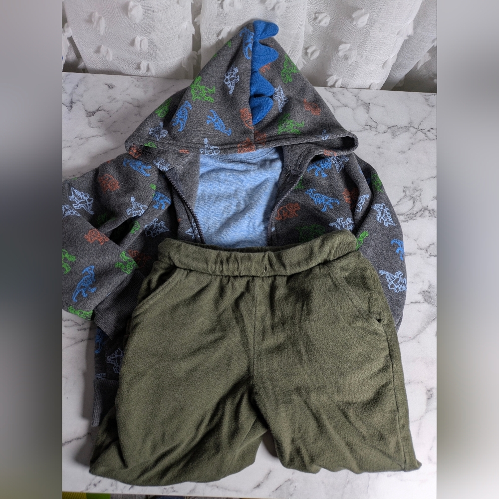 BUNDLE Kids Dinosaur Hoodie, T-shirt‎ and Pants Set
